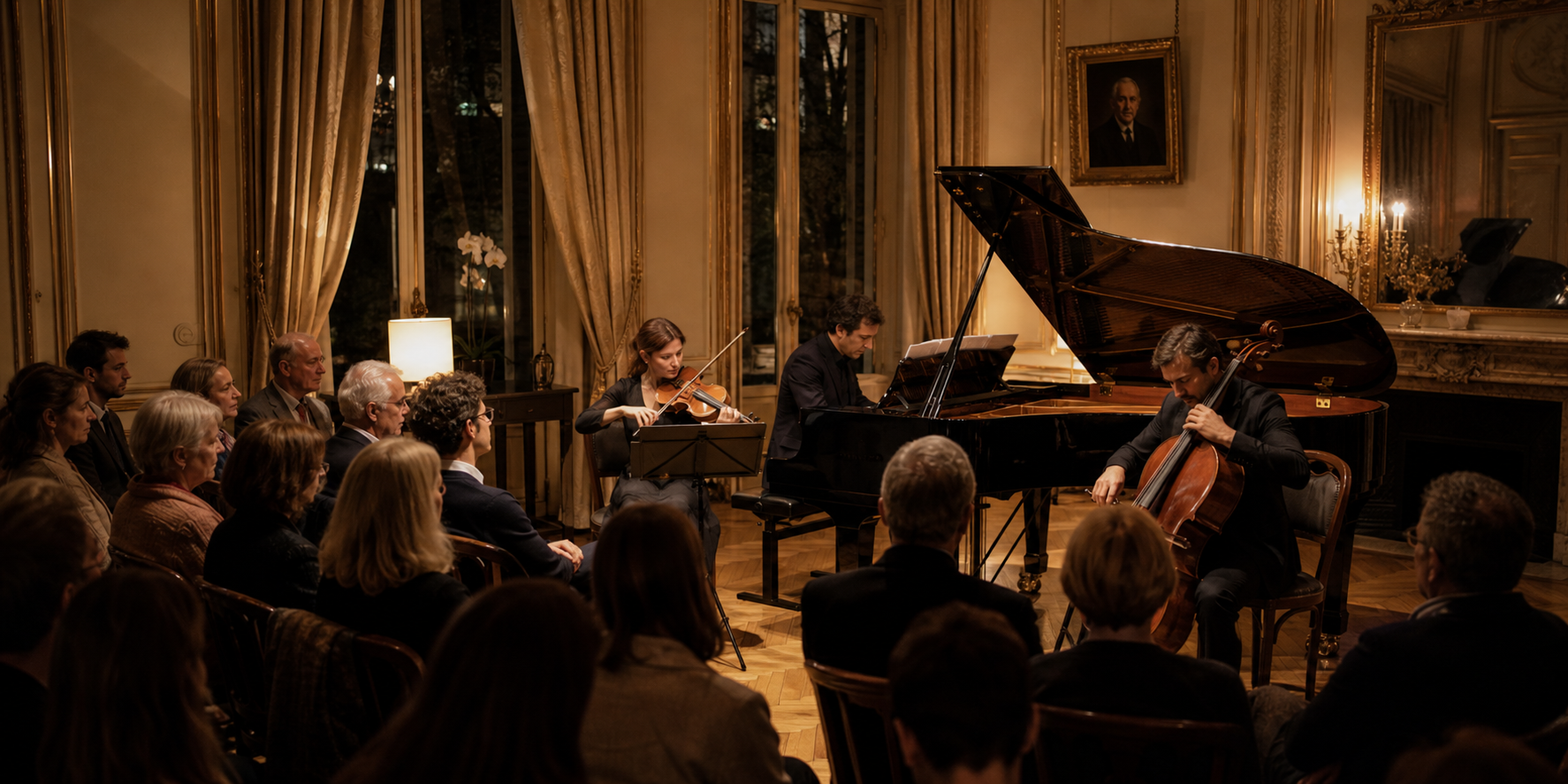 Concert de musique de chambre dans un salon de l'Institut