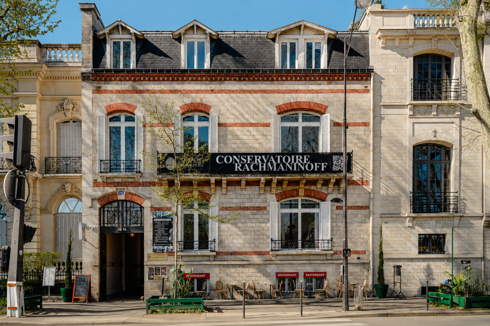 Façade de l'Institut Rachmaninoff au 26 avenue de New York